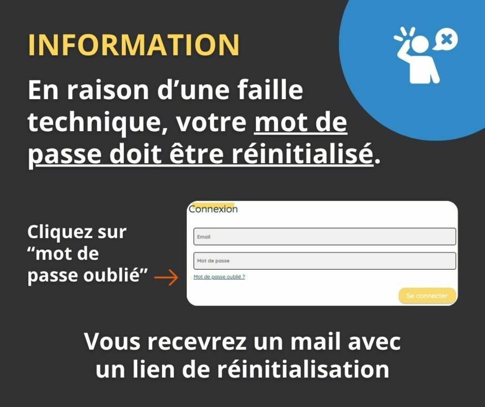 Merci de réinitialiser votre mot de passe