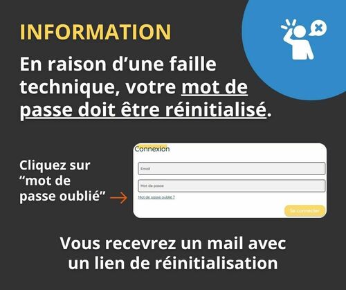 Merci de réinitialiser votre mot de passe